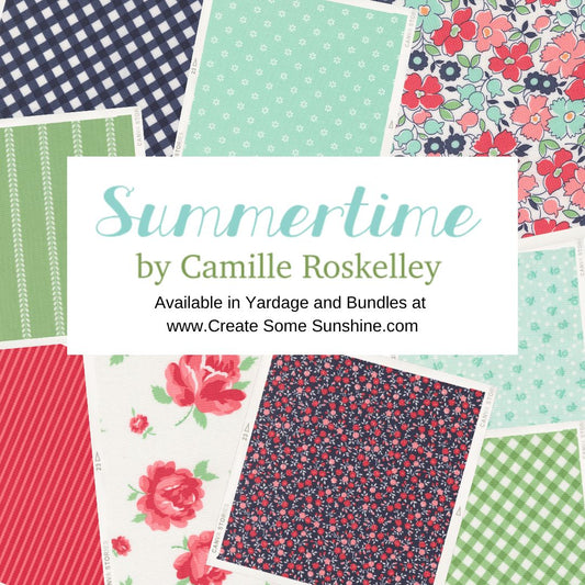 Summertime by Camille Roskelley for Moda Fabrics, Half Yard and Fat Quarter Bundles (9 fabrics)