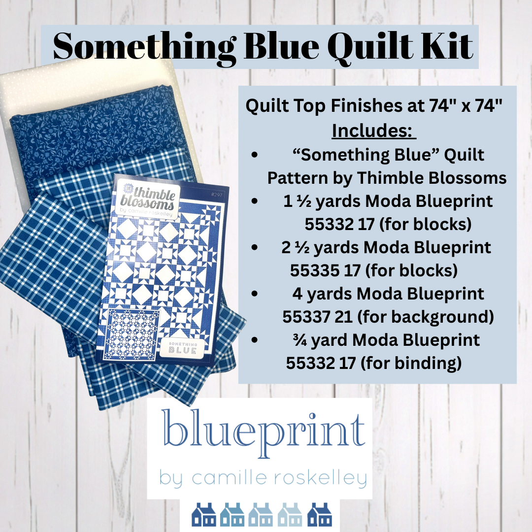Something Blue Quilt Kit, Blueprint Fabric by Camille Roskelley for Moda Fabrics, Quilt Top (Finished Size 74" x 74") plus binding