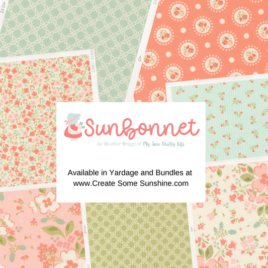 Sunbonnet by Heather Briggs of My Sew Quilty Life for Moda Fabrics, Half Yard and Fat Quarter Bundles (7 fabrics)