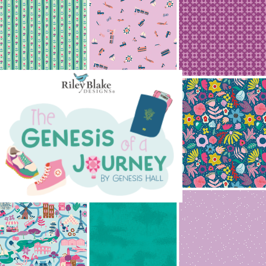 The Genesis of a Journey by Genesis Hall for Riley Blake Fabrics, Curated 7 fabric Half Yard and Fat Quarter Bundles