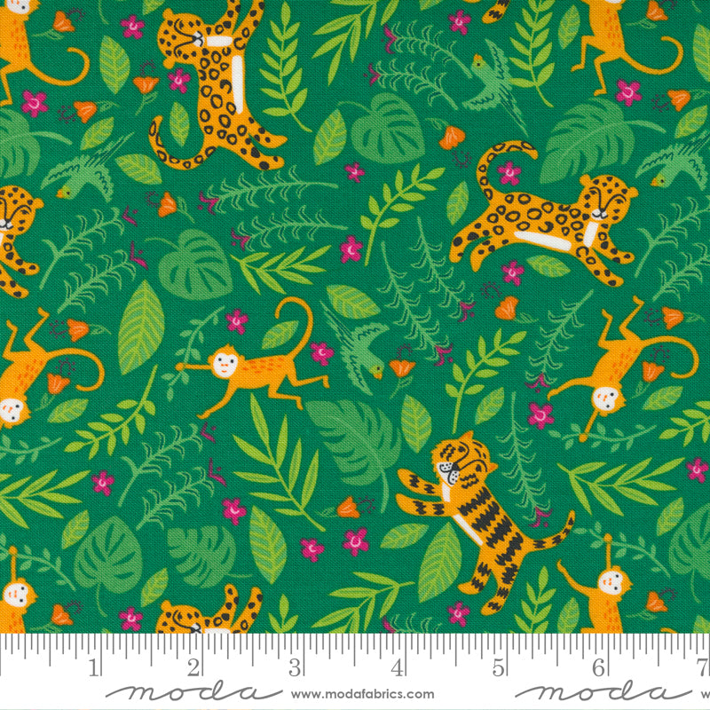 Jungle Paradise Jungle Fun Novelty Animals Tigers Monkeys Birds Leopards Monstera by Stacy Iest Hsu and Moda Fabrics 20783 21