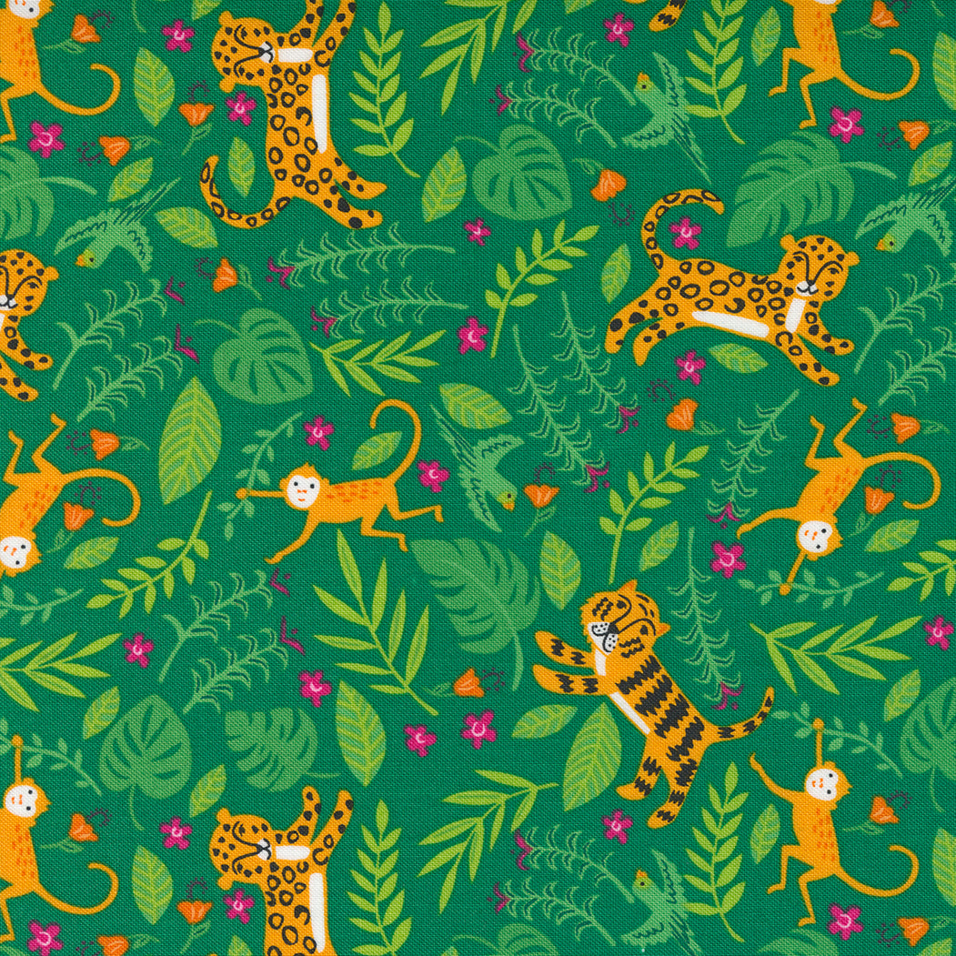 Jungle Paradise Jungle Fun Novelty Animals Tigers Monkeys Birds Leopards Monstera by Stacy Iest Hsu and Moda Fabrics 20783 21