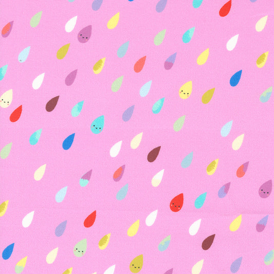 Whatever the Weather Rainbow Raindrops Blenders Rain Drops Lilac by Paper+Cloth of Moda Fabrics, 25141 16, 1/2 yard increments