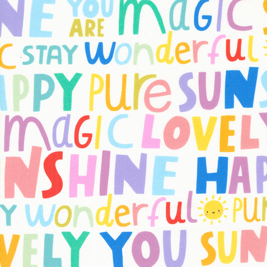 Whatever the Weather Typography Stripes Text and Words Cloud by Paper+Cloth of Moda Fabrics, 25144 11, 1/2 yard increments