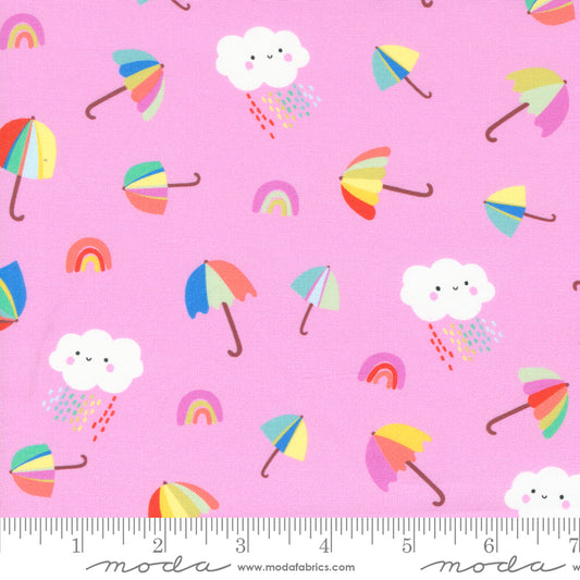 Whatever the Weather Umbrellas Rain Clouds Lilac by Paper+Cloth of Moda Fabrics, 25146 16, 1/2 yard increments