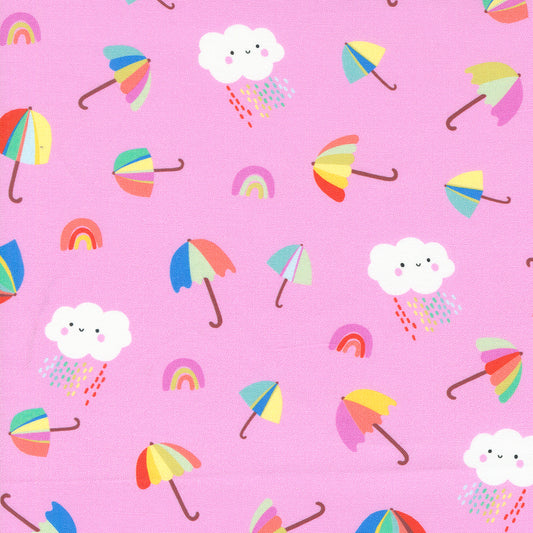 Whatever the Weather Umbrellas Rain Clouds Lilac by Paper+Cloth of Moda Fabrics, 25146 16, 1/2 yard increments