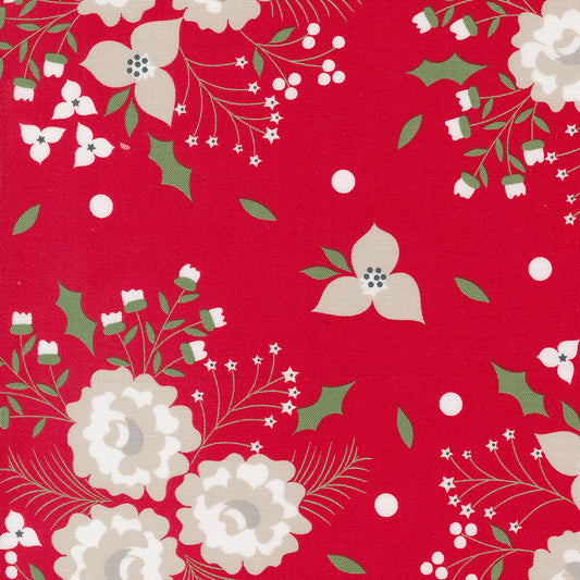 Starberry Holiday Rose Florals Red by Corey Yoder of Moda Fabrics Fabric Yardage 29180 12, 1/2 yard increments