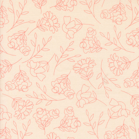 Abloom Spring Sketch Florals Pale Pink by Corey Yoder of Moda Fabrics, 29211 14, 1/2 yard increments