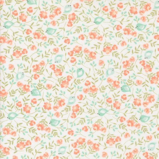 Abloom Songbird Florals Birds Cloud by Corey Yoder of Moda Fabrics, 29212 11, 1/2 yard increments