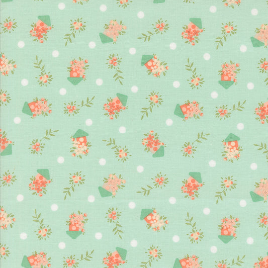 Abloom Birdhouses Novelty Houses Floral Robins Egg by Corey Yoder of Moda Fabrics, 29213 18, 1/2 yard increments