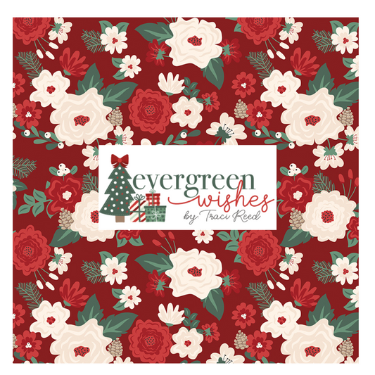 Evergreen Wishes Curated (7 fabrics) Bundles by Traci Reed for Riley Blake Fabrics, Half Yard and Fat Quarter Bundles