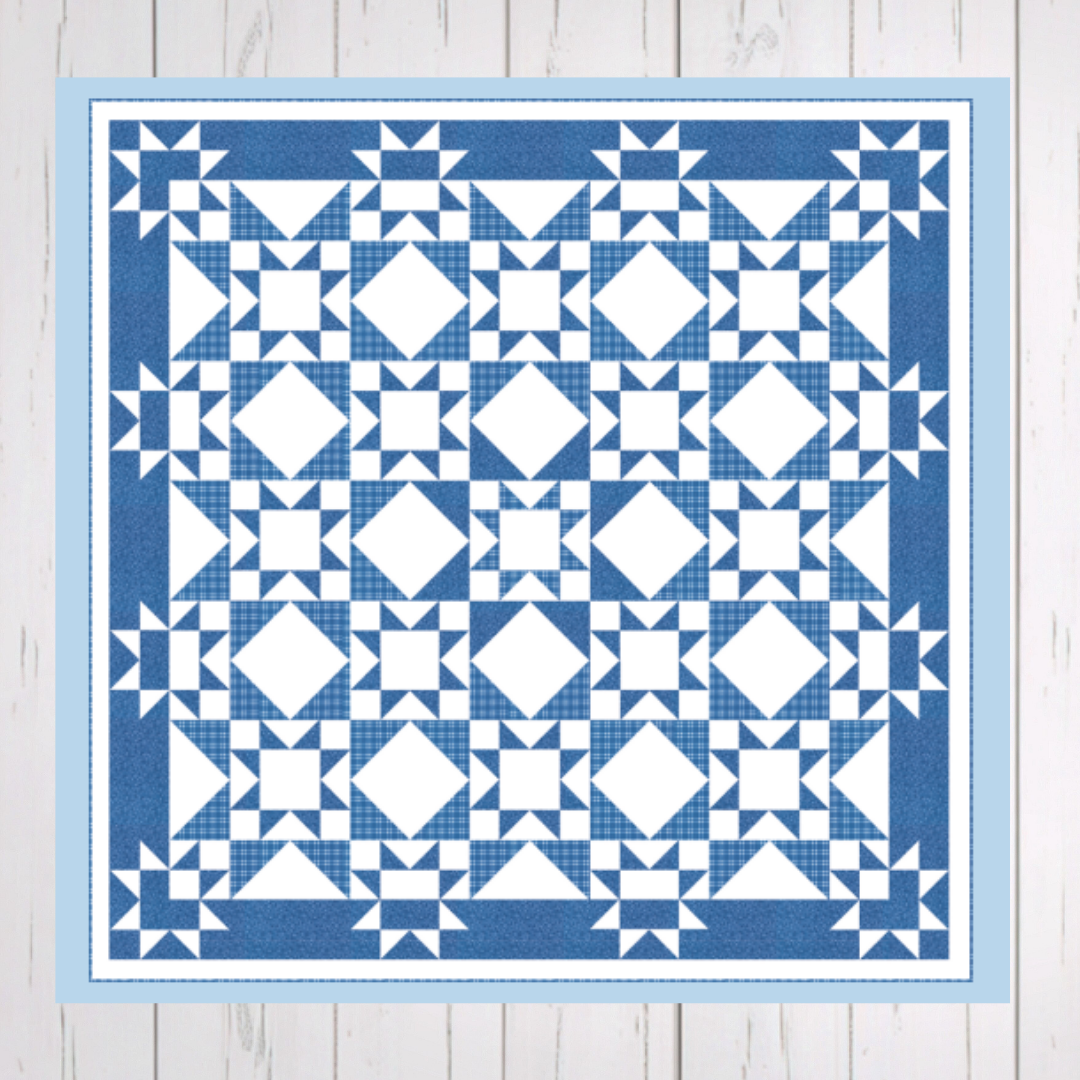 Something Blue Quilt Kit, Blueprint Fabric by Camille Roskelley for Moda Fabrics, Quilt Top (Finished Size 74" x 74") plus binding