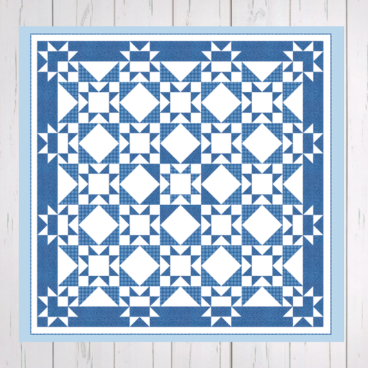 Something Blue Quilt Kit, Blueprint Fabric by Camille Roskelley for Moda Fabrics, Quilt Top (Finished Size 74" x 74") plus binding