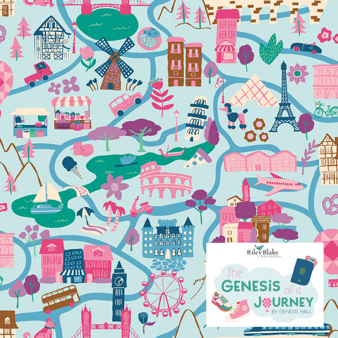 The Genesis of a Journey by Genesis Hall for Riley Blake Fabrics, Curated 7 fabric Half Yard and Fat Quarter Bundles