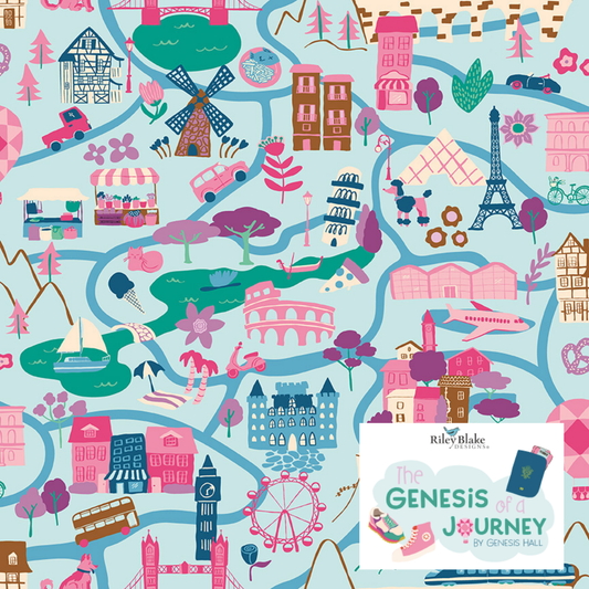 The Genesis of a Journey by Genesis Hall for Riley Blake Fabrics, Curated 7 fabric Half Yard and Fat Quarter Bundles