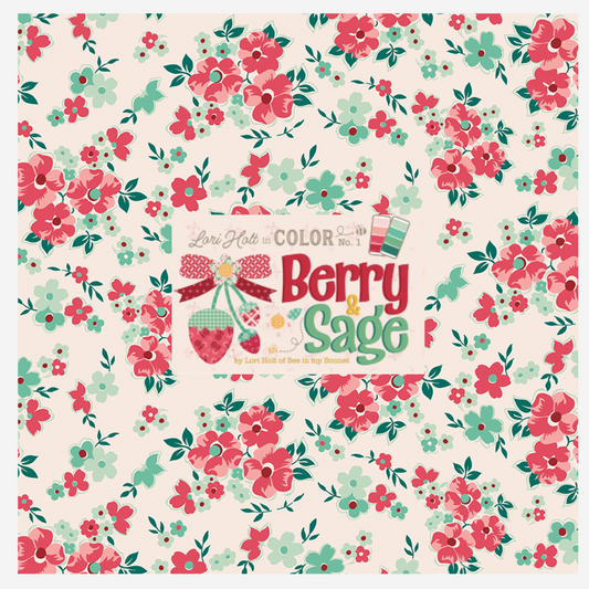 Berry & Sage by Lori Holt Curated Bundle (7 fabrics) for Riley Blake Designs, Half Yard and Fat Quarter Bundles