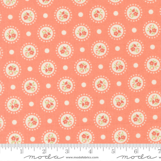 Sunbonnet Flower Dots Coral by My Sew Quilty Life of Moda Fabrics 31762 41, 1/2 yard increments