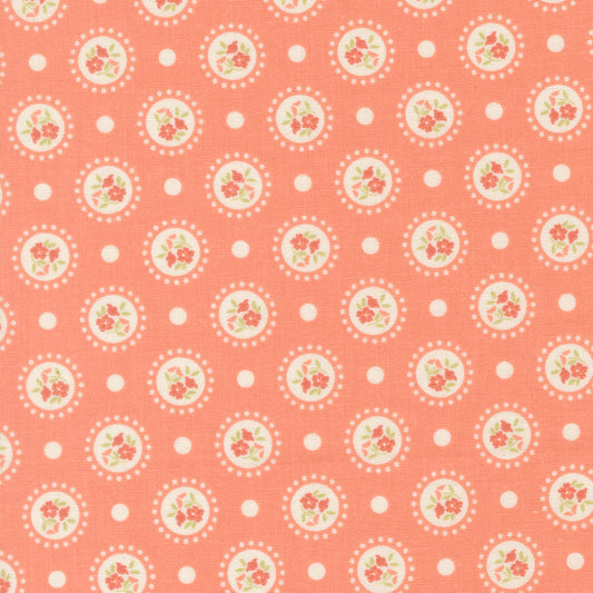 Sunbonnet Flower Dots Coral by My Sew Quilty Life of Moda Fabrics 31762 41, 1/2 yard increments