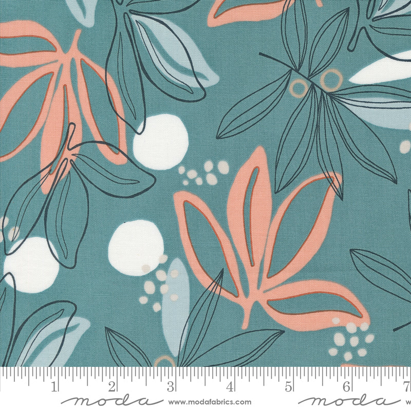 Melrose Palm Florals Ocean by Studio M for Moda Fabrics, 33780 16, 1/2 yard increments