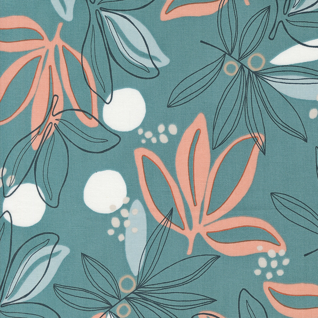 Melrose Palm Florals Ocean by Studio M for Moda Fabrics, 33780 16, 1/2 yard increments
