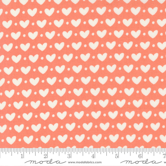Sincerely Yours Candy Hearts Coral by Sherri and Chelsi for Moda Fabrics, 37610 15, 1/2 yard increments