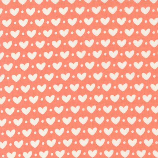 Sincerely Yours Candy Hearts Coral by Sherri and Chelsi for Moda Fabrics, 37610 15, 1/2 yard increments