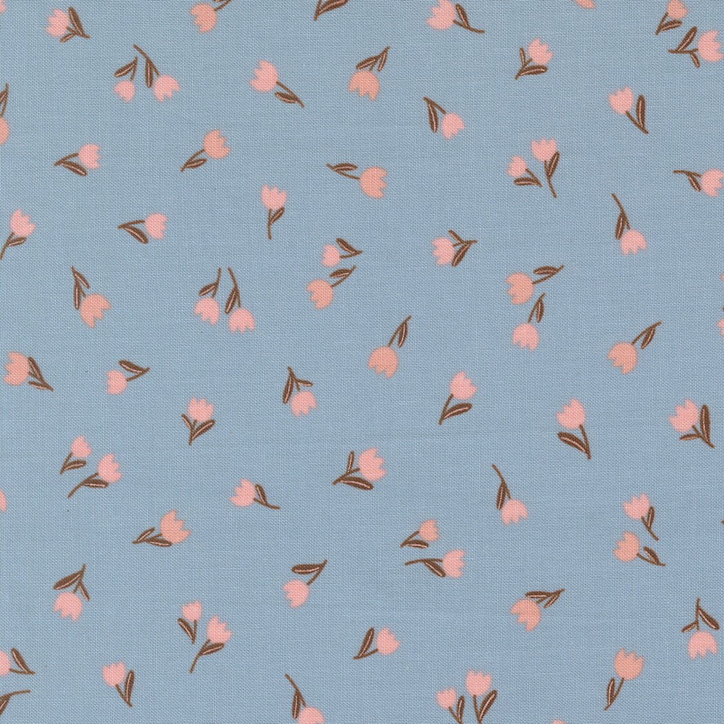 Blossoms And Blooms Tulips Sky by Elena Amo of Moda Fabrics, 39055 20, 1/2 yard increments