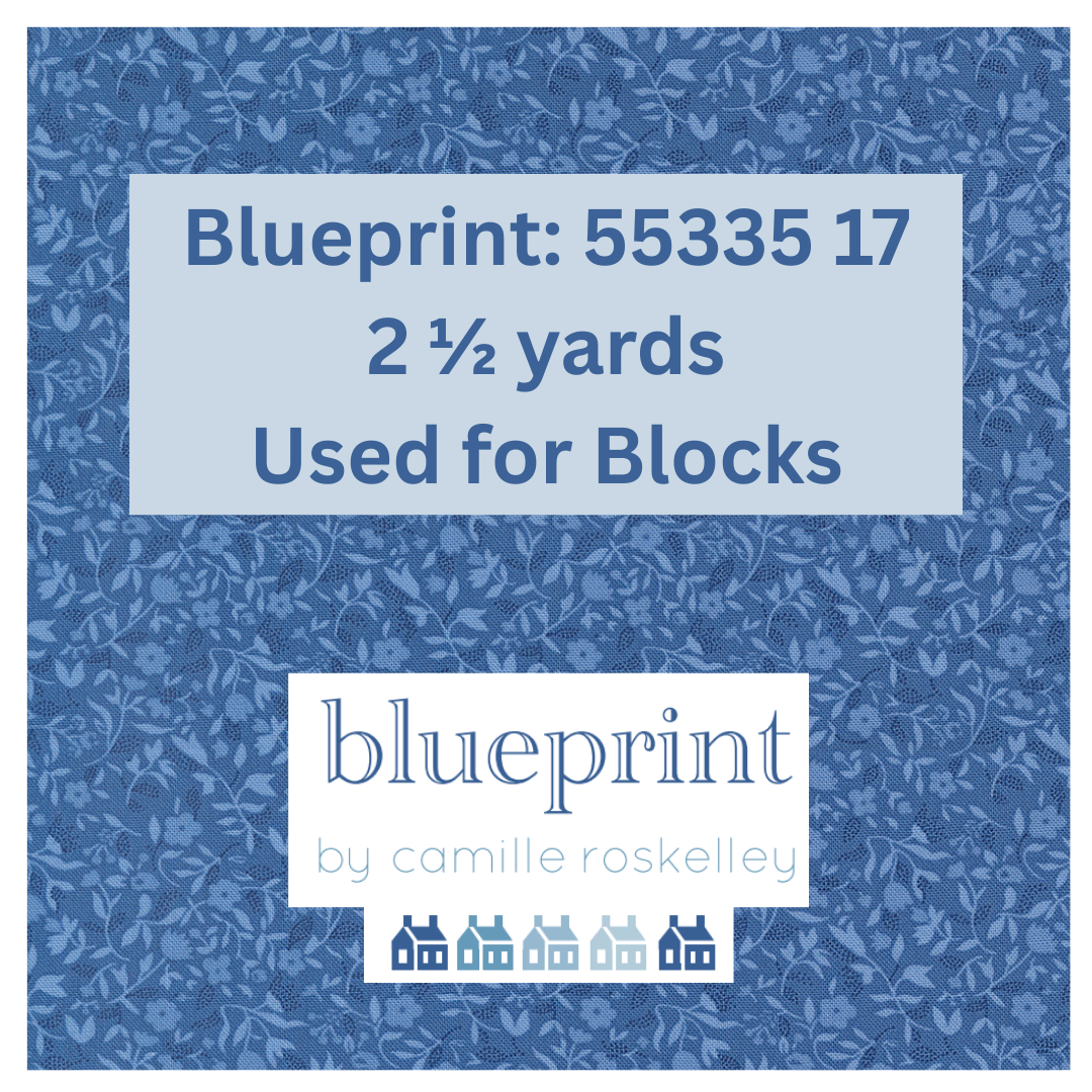 Something Blue Quilt Kit, Blueprint Fabric by Camille Roskelley for Moda Fabrics, Quilt Top (Finished Size 74" x 74") plus binding