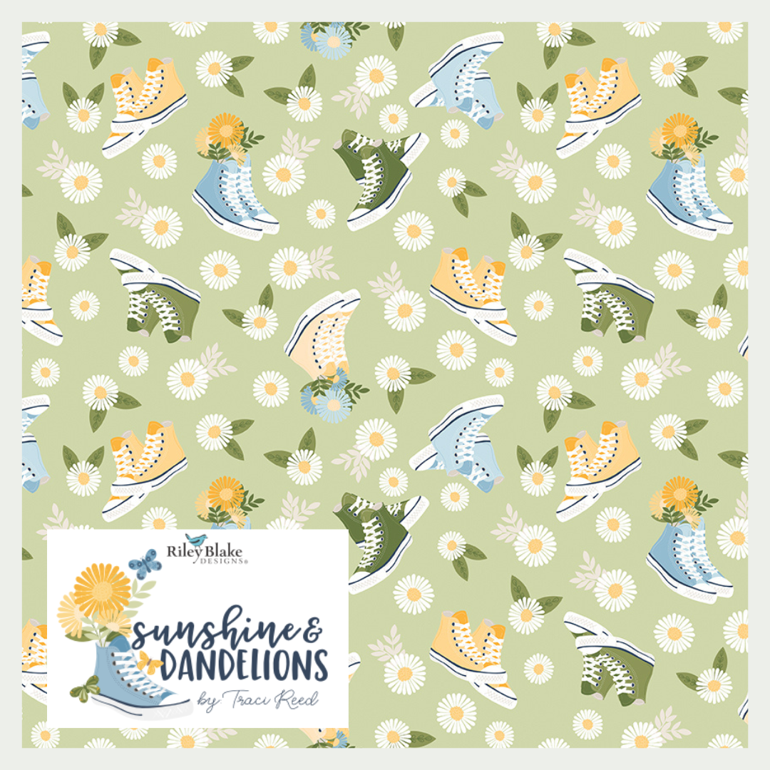 Sunshine & Dandelions Curated 9 fabric bundle by Traci Reed for Riley Blake Designs, Half Yard and Fat Quarter Bundles