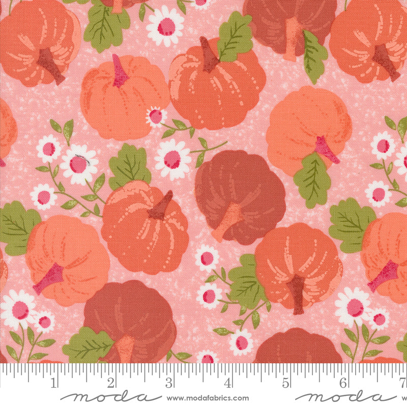 Hey Boo Pumpkin Patch Bubble Gum Pink by Lella Boutique for Moda Fabrics Fabric 5210 13, 1/2 yard increments