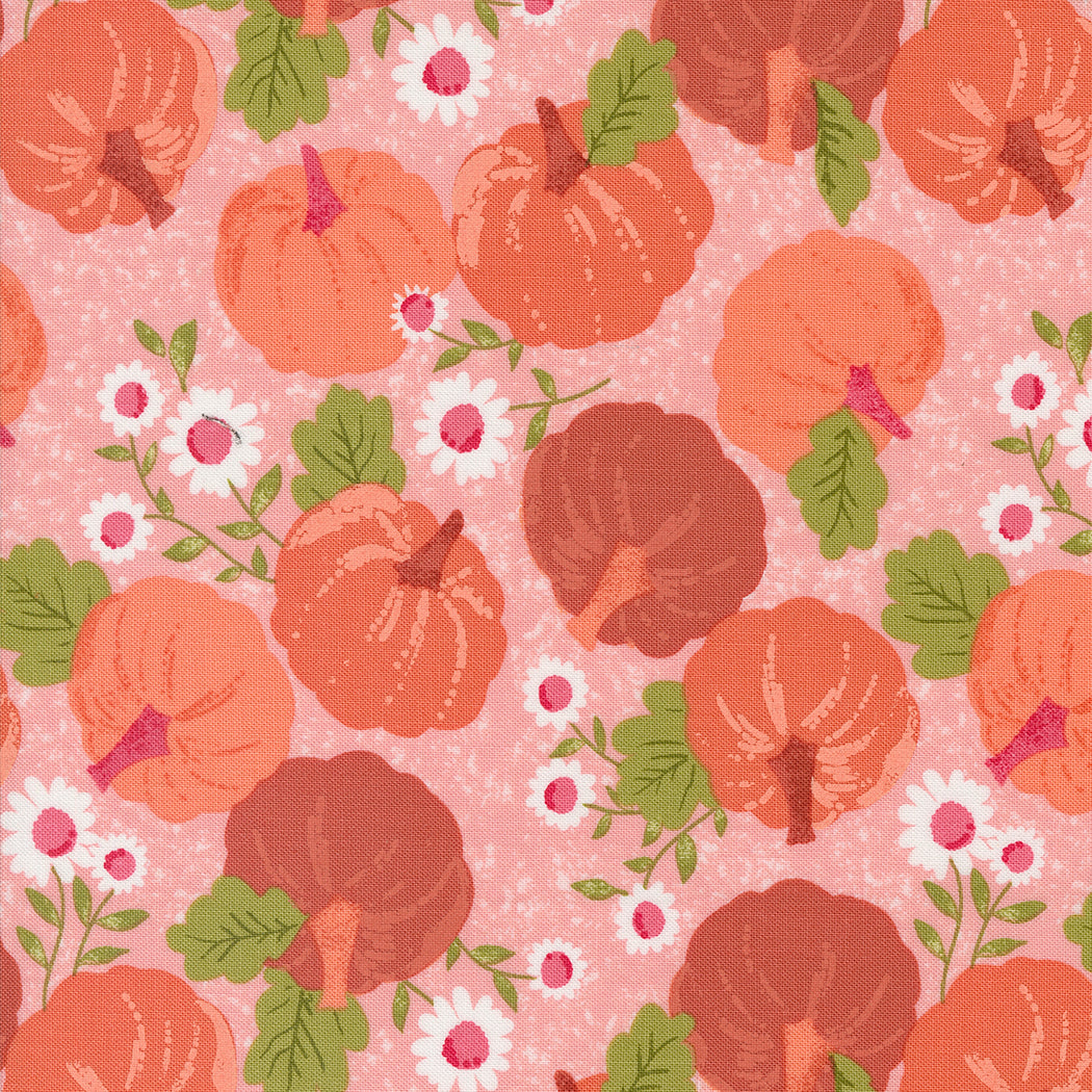 Hey Boo Pumpkin Patch Bubble Gum Pink by Lella Boutique for Moda Fabrics Fabric 5210 13, 1/2 yard increments