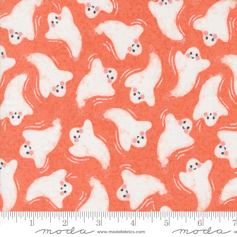 Hey Boo Friendly Ghost Soft Pumpkin by Lella Boutique for Moda Fabrics Fabric 5211 12, 1/2 yard increments