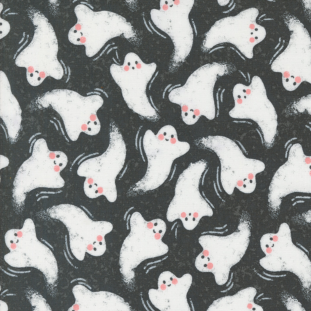 Hey Boo Friendly Ghost Midnight by Lella Boutique for Moda Fabrics 5211 16, 1/2 yard increments