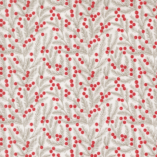 Berry and Pine Pine Needles Blenders Snow by Lella Boutique for Moda Fabrics Fabric 5243 11, 1/2 yard increments