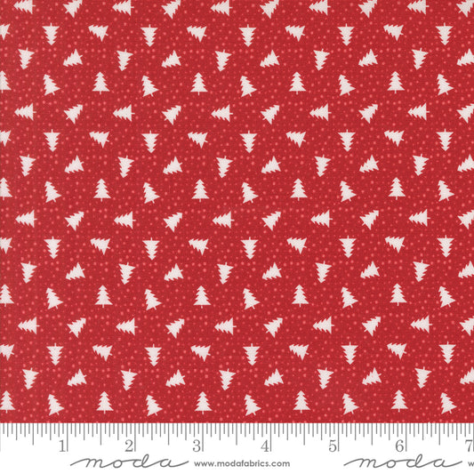 Berry and Pine Little Trees Christmas Trees Dots Cranberry by Lella Boutique for Moda Fabrics Fabric 5245 14, 1/2 yard increments