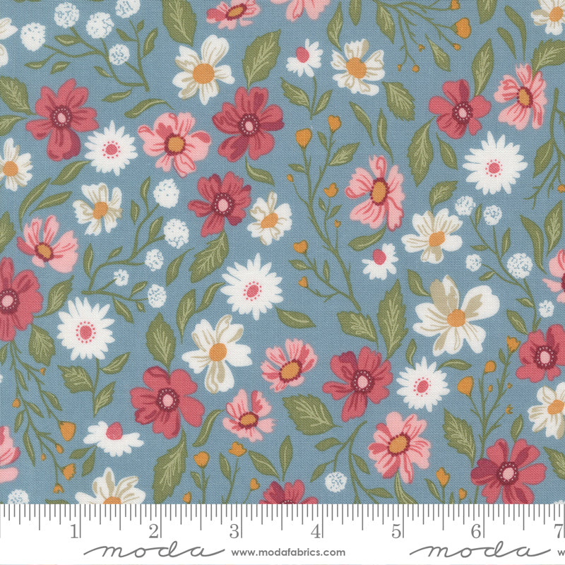Wild Honey Wildflower Dance Sky by Lella Boutique of Moda Fabrics, 5250 14, 1/2 yard increments