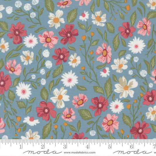 Wild Honey Wildflower Dance Sky by Lella Boutique of Moda Fabrics, 5250 14, 1/2 yard increments