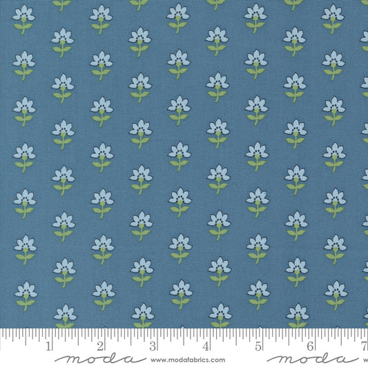 Shoreline Coastal Florals Medium Blue by Camille Roskelley of Moda Fabrics 55301 13, 1/2 yard increments