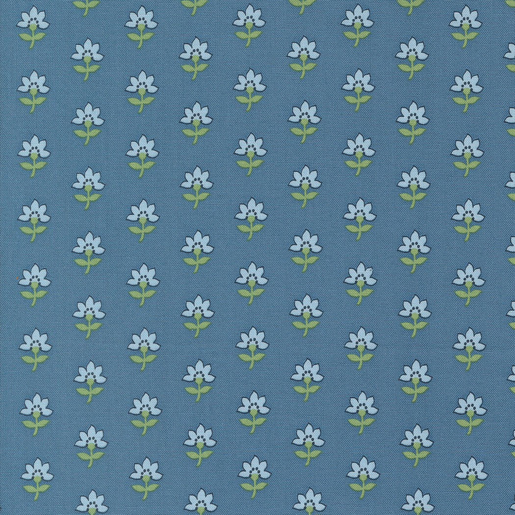 Shoreline Coastal Florals Medium Blue by Camille Roskelley of Moda Fabrics 55301 13, 1/2 yard increments