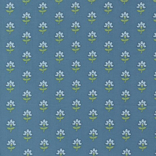 Shoreline Coastal Florals Medium Blue by Camille Roskelley of Moda Fabrics 55301 13, 1/2 yard increments