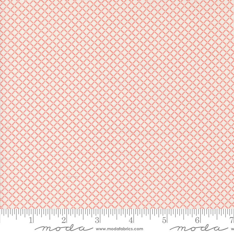 Rosemary Cottage Little Sail Checks and Plaid Cream Strawberry by Camille Roskelley of Moda Fabrics 55317 11, 1/2 yard increments