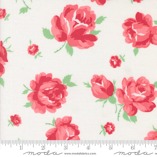 Summertime Rosie Florals Cream by Camille Roskelley of Moda Fabrics 55320 11, 1/2 yard increments