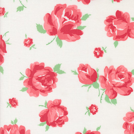 Summertime Rosie Florals Cream by Camille Roskelley of Moda Fabrics 55320 11, 1/2 yard increments
