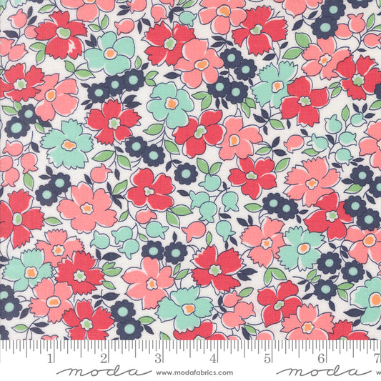 Summertime Flower Patch Florals Cream by Camille Roskelley of Moda Fabrics 55323 11, 1/2 yard increments