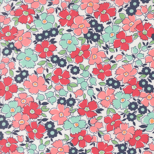 Summertime Flower Patch Florals Cream by Camille Roskelley of Moda Fabrics 55323 11, 1/2 yard increments