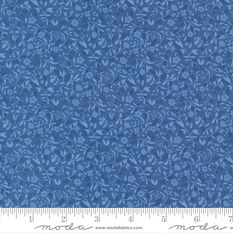 Blueprint Frolic Florals Sea by Camille Roskelley of Moda Fabrics, 55335 17, 1/2 yard increments