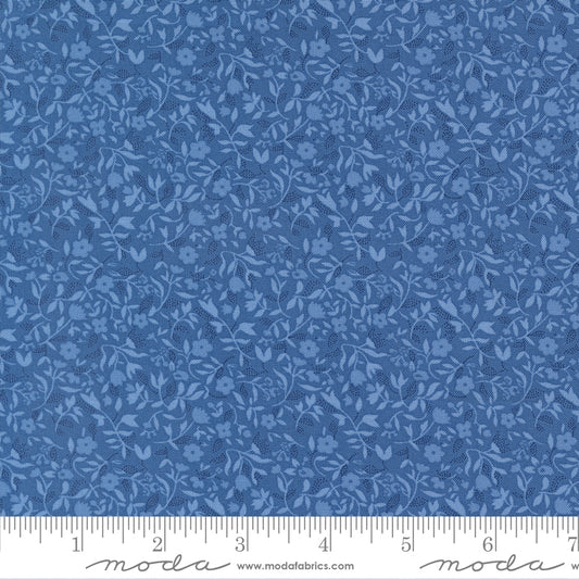 Blueprint Frolic Florals Sea by Camille Roskelley of Moda Fabrics, 55335 17, 1/2 yard increments