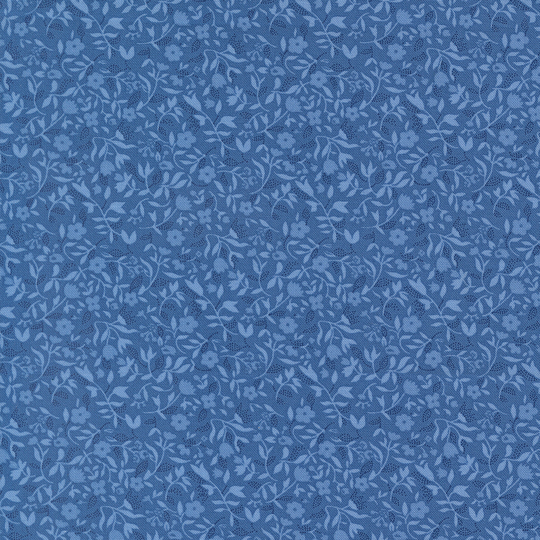 Blueprint Frolic Florals Sea by Camille Roskelley of Moda Fabrics, 55335 17, 1/2 yard increments