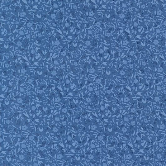 Blueprint Frolic Florals Sea by Camille Roskelley of Moda Fabrics, 55335 17, 1/2 yard increments