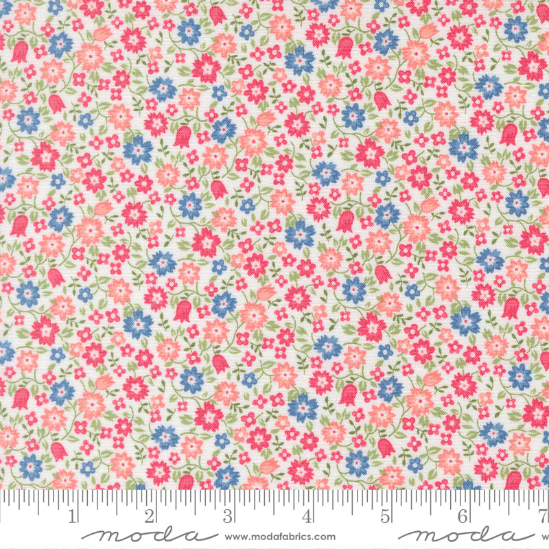 A Cat Named Stitch Lucky Small Floral Cream by Camille Roskelley of Moda Fabrics 55342 11, 1/2 yard increments